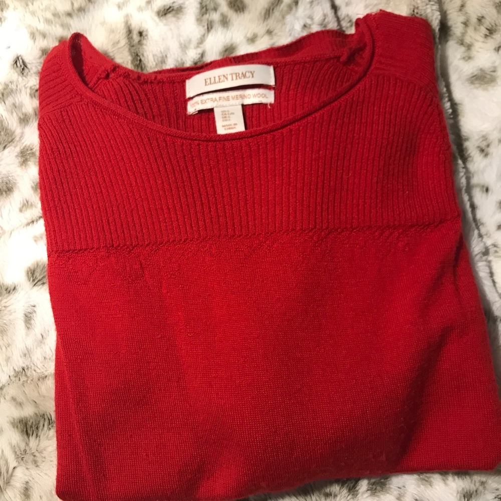 Ellen Tracy Wool Red Sweater